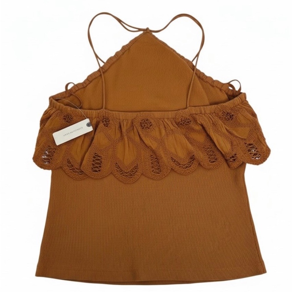 Anthropologie Rust Halter Lace-Trim Camisole - Picture 5 of 6